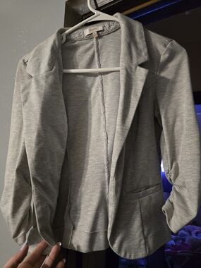 Candie's Heather Gray Open-Front Knit Blazer